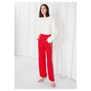 & Other Stories Red Racer Stripe Trousers